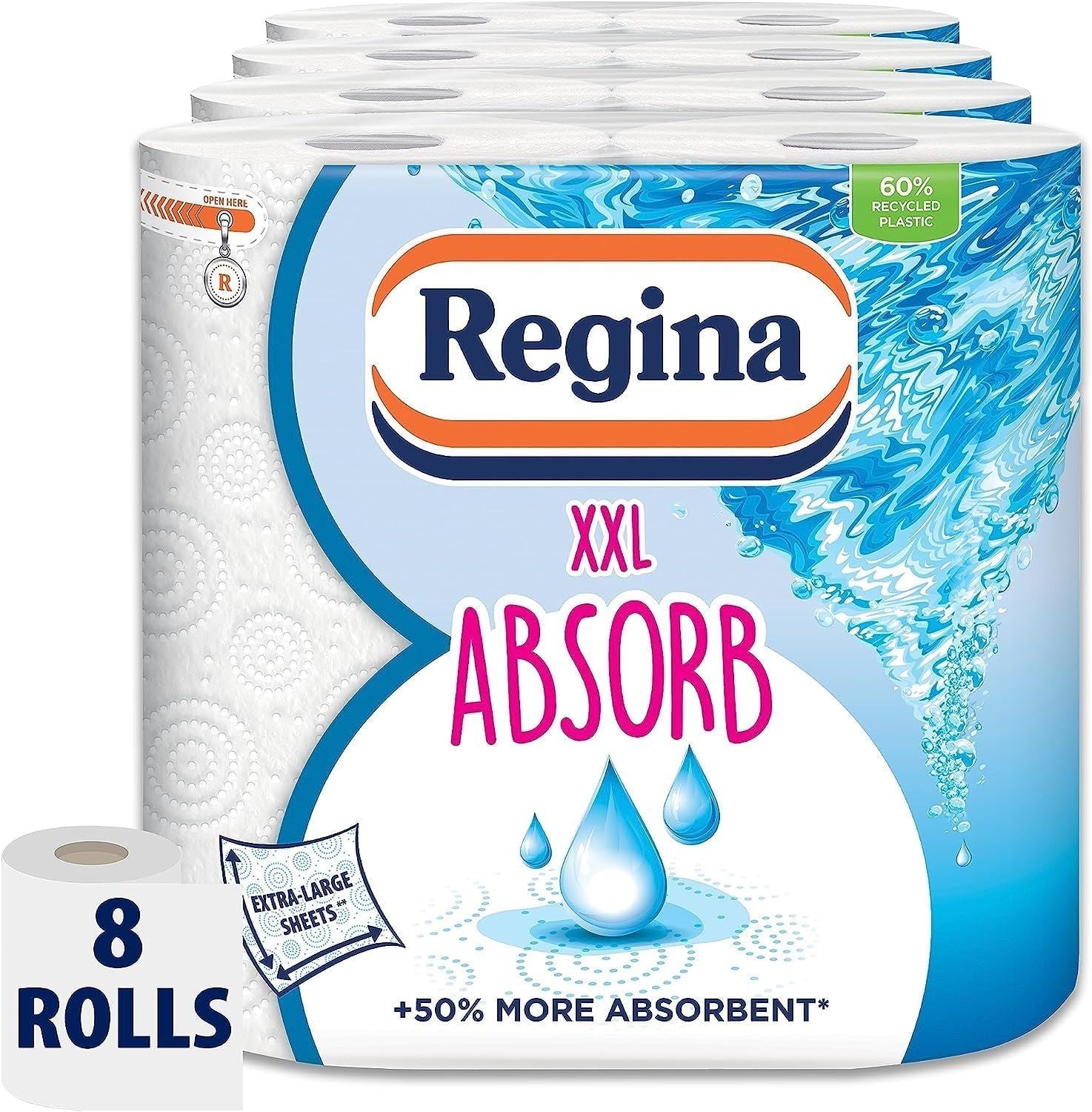 Regina XXL Absorb 2Ply 8 Kitchen Roll (2 x 4) Regina XXL Absorb 2Ply 8 Kitchen Roll (2 x 4)
